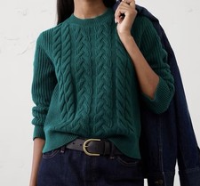 Banana Republic Cable Knit Ribbed Green Sweater Large 5% Wool NWT Retail $120 picture