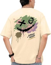 Aiyino Men's Artistic Graffiti Smile Graphic Tee - 100% Cotton Casual Wear picture