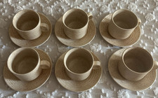 Vintage Churchill Homespun Stonecast England 6 Cups Saucers 12 Pc Speckled Set picture