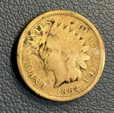 1862 Indian Head Cent 1c - Vintage Copper Cent picture