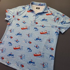 Waggle Golf Polo Mens 2XL Blue Water Sports Jet Ski Boat Print Performance Shirt picture