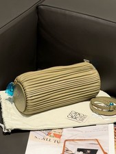 AUTH Loewe Pleated Barrel Light Green Nappa Lambskin Shoulder bag Clutch Gold HW picture