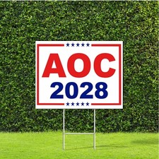 AOC Alexandria Ocasio Cortez 2028 President Election Yard Sign with Metal Stake picture