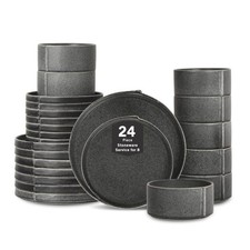 Stone Lain Bao Charcoal 24-Piece Stoneware Dinnerware Set -Service for 8 picture
