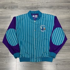 Vintage 1990S Starter Charlotte Hornets Jacket XL Rare Men’s Teal Pinstripe NBA  picture
