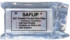Saflip 2x2 Double Pocket Coin Flips Pack of 50 Mylar Saflips Archival Holders picture