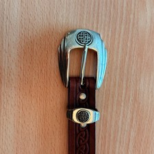 Lee River Blarney Irish Leather Celtic Knot Belt Silver Buckle 3029 S 28-30 picture