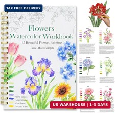 Watercolor Workbook 15 Beautiful Flowers Paintings for Adults &Teens Beginners,W picture