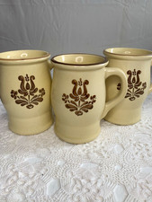 Vintage Pfaltzgraff Village Stoneware Coffee Mugs Set of 3 USA Castle Mark picture