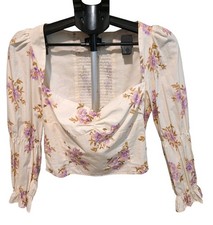 Abbeline South Moon Under Floral Corset Cropped Top L Cotton NWT Milkmaid Boho  picture