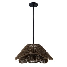 FTL 3-Light Dark Brown Rattan Pendant Light Boho Wicker Chandelier Black picture