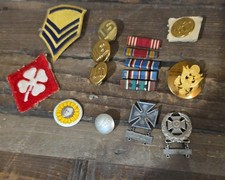 Vintage Lot Military Badges Pins WWII VIETNAM 16 PCS picture