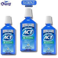 ACT Restoring Anticavity Fluoride Mouthwash, Cool Mint, 33.8 fl( PACK OF 3 ) NEW picture