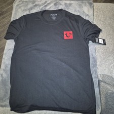 True Religion Men’s Checkered Logo Black Tee XXL 2XL NWT $62 picture