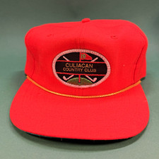Vintage Culiacan Country Club Golf Rope Hat Red Snapback Cap Patch Mexico picture