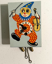 Vtg Linden German Moving Eye Clown Pendulette Clock REPAIR PARTS Mini Cuckoo * picture