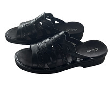 Clark?s Women?s Upper Leather Black Patty Ivor Sandals Slide On With Straps (9N) picture