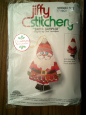 Vintage 1979 Jiffy Stitchery Crewel SANTA SAMPLER 3D Ornament Kit picture