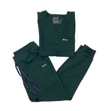 Figs British Racing Green Scrub Set  Women's M Zamora Joggers Catarina Top EUC picture