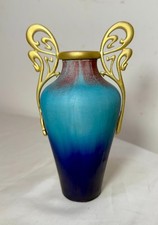 Antique Eugene Baudin French Bronze Mount Art Pottery Art Nouveau Vase 1843-1907 picture