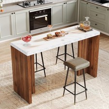 55.12-Inch Rectangular Bar Table, Modern Faux Marble Counter Height Dining Table picture