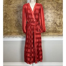 NWT Let Me Be Maxi Dress Medium Red Stripe Pleated Anthropologie Ethereal Boho picture