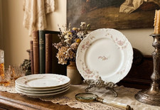Haviland Limoges Schleiger 318A Pink Yellow Flower 6 1/4” Bread Plates Set of 5 picture