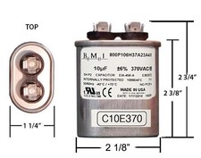 10 MFD 370 VAC Oval Motor Run Capacitor picture
