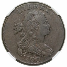 1800/79 Draped Bust Large Cent, Style 2 Hair, scarce S-193, R4, NGC VF25 picture