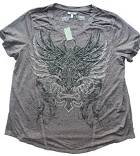 NWT Women's Maurices Graphic T-Shirt Taupe/Gray Gothic Cross Size XXL/ 1X picture