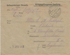 GERMANY / GB WWI PRISONERS OF WAR superb cover 1918 from prisoner of war camp picture