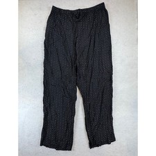 Vintage Studio Black Rayon Floral Striped Wide Leg Pants XL Made in USA BOHO picture
