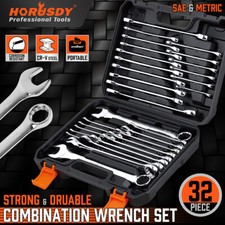 32PC Combination Wrench Spanner Set SAE Metric 1/4-1