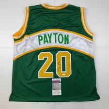 Autographed/Signed Gary Payton Seattle Green Basketball Jersey JSA COA picture