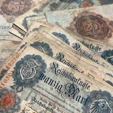 QTY 2 (TWO) - 1910 GERMAN 20 MARK BANKNOTES GOOD CONDITION, GUARANTEED AUTHENTIC picture