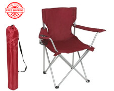 Ozark Trail Basic Quad Folding Camp Chair with Cup Holder, Red, Adult picture