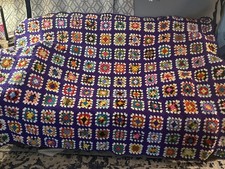 Vintage Handmade Granny Square Crochet Afghan 60