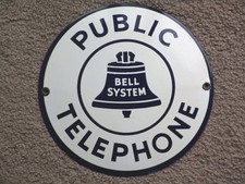 VERY RARE Bell System 8 INCH #22 Public Telephone Hubcap Sign 1939 Great Cond. picture