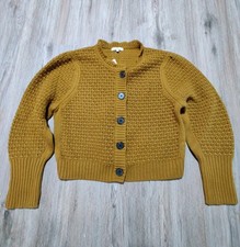 Madewell Scalloped Cardigan XXL Amber Olive Merino Wool Blend Cropped NWT picture
