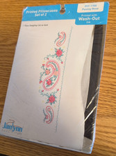 Janlynn Needlecraft Paisley Rose (Printed Wash-out Ink) Pillowcase Set of 2  New picture
