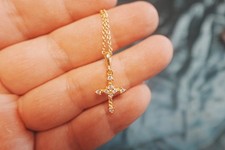Gift Gold Dav1dYurmanDiamond Small Modern Cross Pendant Necklace with Pouch picture