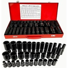 35 Piece 1/2 Inch Drive Metric Air Impact Socket Set Deep Shallow 8mm-32mm picture