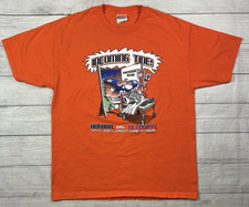 Vtg Auburn Tigers T-Shirt Size L Orange Cartoon 2001 Auburn Vs Alabama Iron Bowl picture
