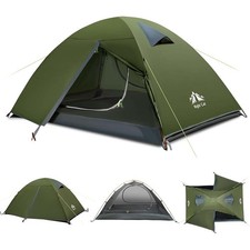Night Cat 2 Person Backpacking Camping Tent with Aluminum Poles Rainfly Green picture