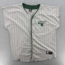 Vintage Starter Michigan State Spartans Baseball Jersey Mens L Pinstripe 90s picture
