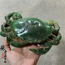 Antique Style Jade Crab Pendant Carved Xiuyu Old Jade Ornament Collectible Decor picture