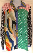 Cute Multicolor Patchwork Long Sleeve Blouse by MAEVE ANTHROPOLOGIE - Large picture