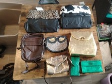 Lot 8 Vintage Leather Clutch Bags Cow Leopard Print Eel Skin Gold Evening Purse picture