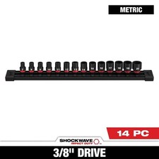 Milwaukee SHOCKWAVE 3/8 in. Drive Metric 6 Point Impact Socket Set (14-Piece) picture