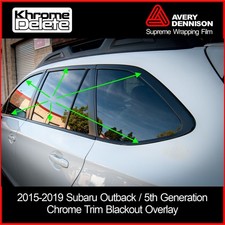 Gloss Black Chrome Delete Vinyl Overlay for 2015–2019 Subaru Outback Trim picture
